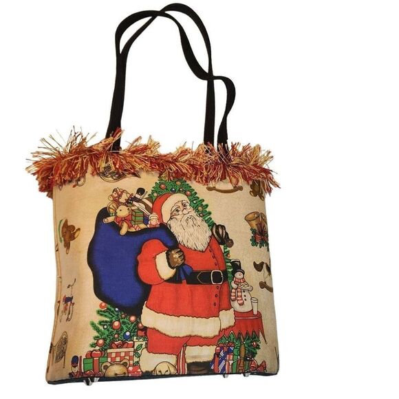 No Brand Bags Christmas Bucket Purse Santa With Toys Fringe Top